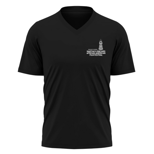 Black V-Neck with MVAAFF Lighthouse logo